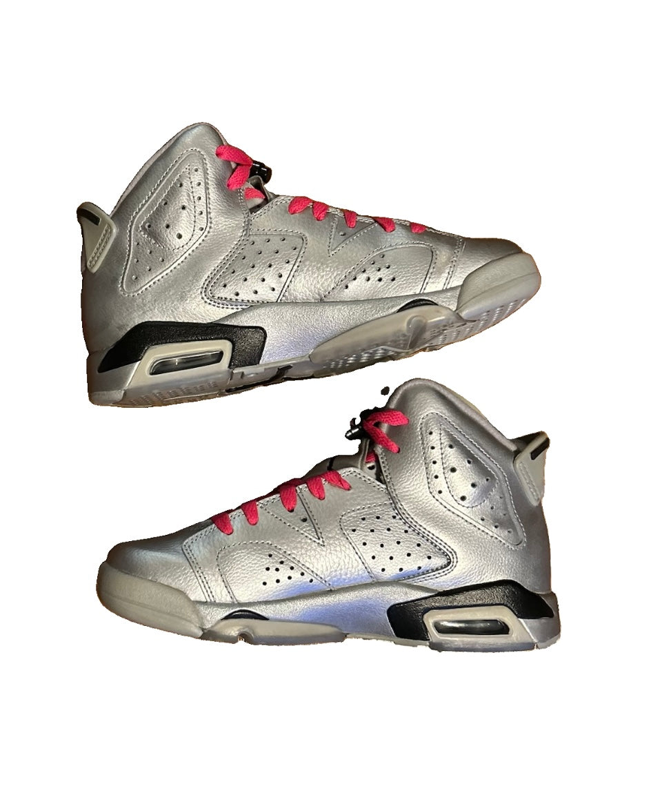 Air Jordan 6 Retro Valentine's Day GS Metallic Silver Vivid Pink 543390-009 5Y New No Box