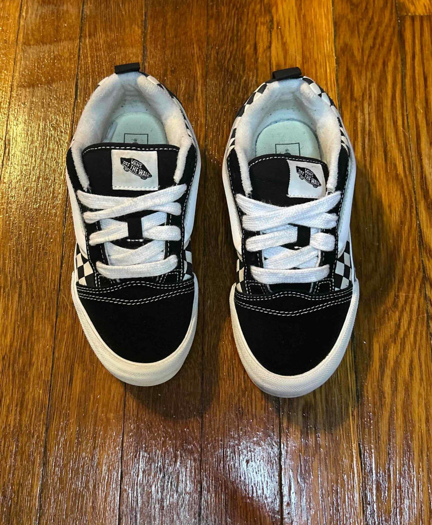 Vans Knu Skool Checkerboard Shoes Youth 3.5 Black White Old Skool Kids Sneakers