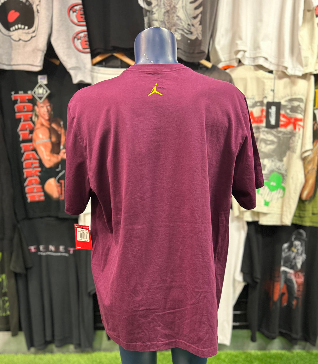 Air Jordan Maroon and Yellow T-shirt Size 2XL