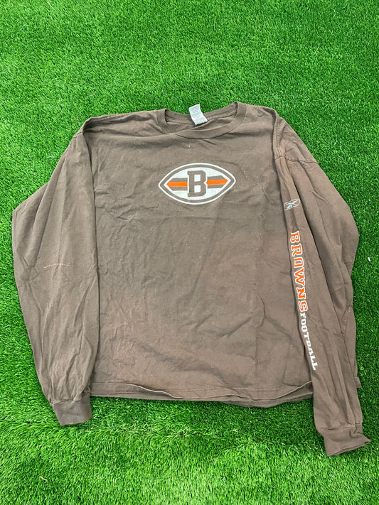 Vintage Cleveland Browns B Logo Long Sleeve Shirt size XXL