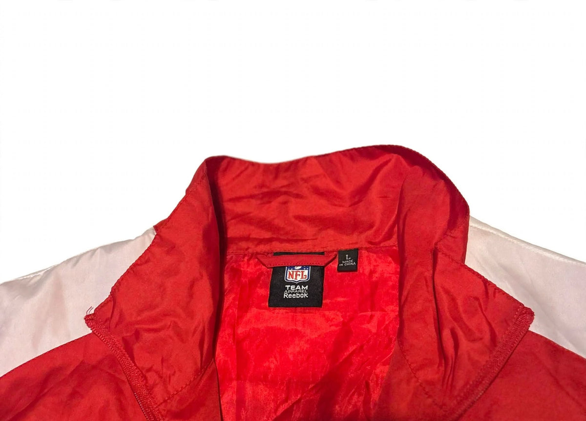 Kansas City Chiefs Jacket Windbreaker L Reebok Full Zip Red Gray NFL NWOT