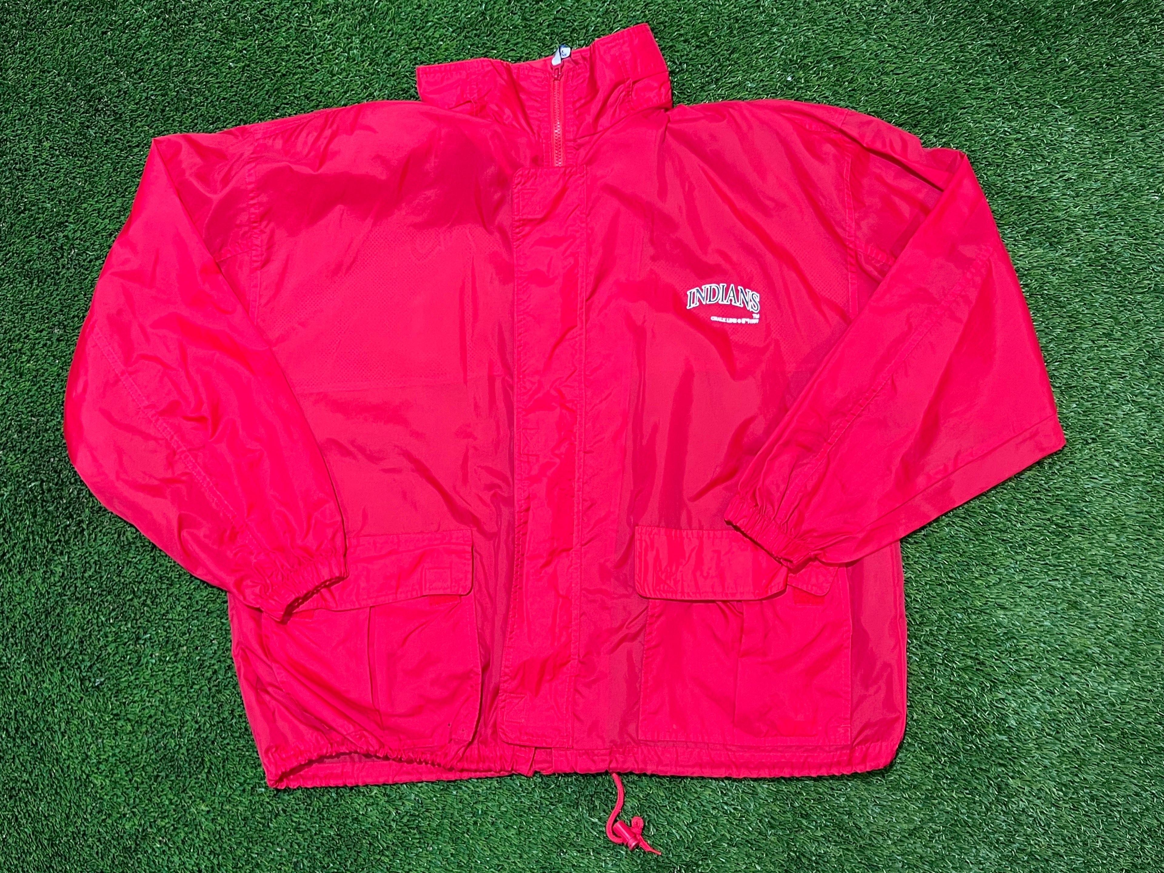 1997 Chalkline Cleveland Indians Full Zip Windbreaker with Hood Size 2XL