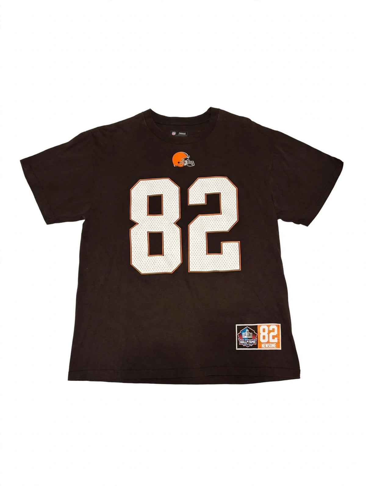 NFL Team Cleveland Browns Ozzie Newsome 82 T-Shirt HOF Patch L Large