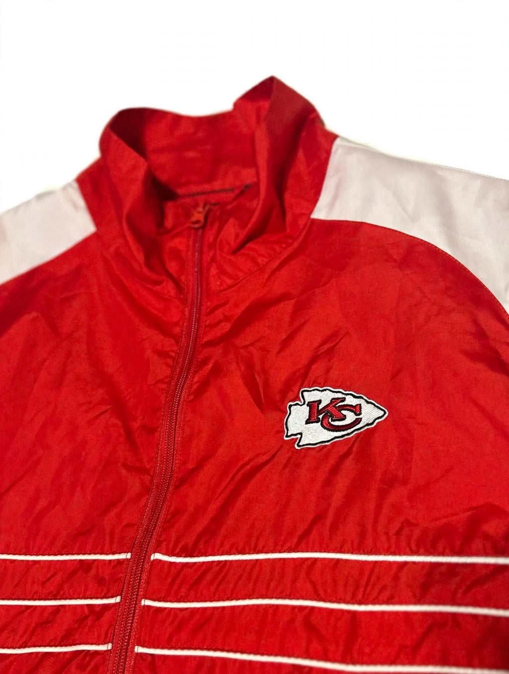 Kansas City Chiefs Jacket Windbreaker L Reebok Full Zip Red Gray NFL NWOT