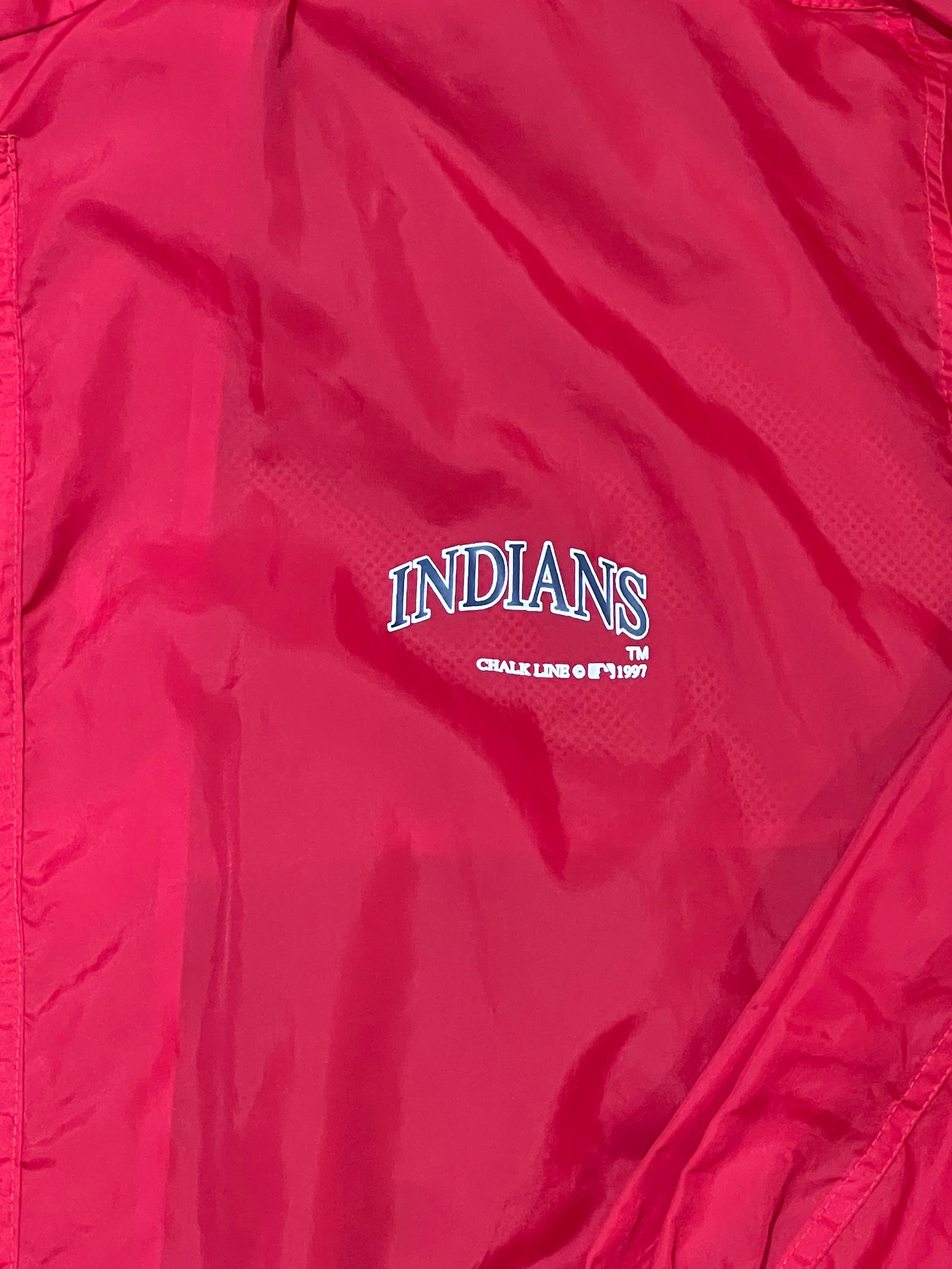 1997 Chalkline Cleveland Indians Full Zip Windbreaker with Hood Size 2XL
