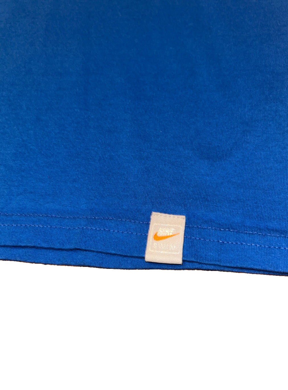 Nike Swim T-Shirt Mens XL Blue Short Sleeve Center Swoosh Logo Graphic Back Hit 100% Cotton