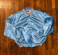 Swingster Satin Snap Button Bomber Jacket Vintage 90s Powder Blue Size XXL