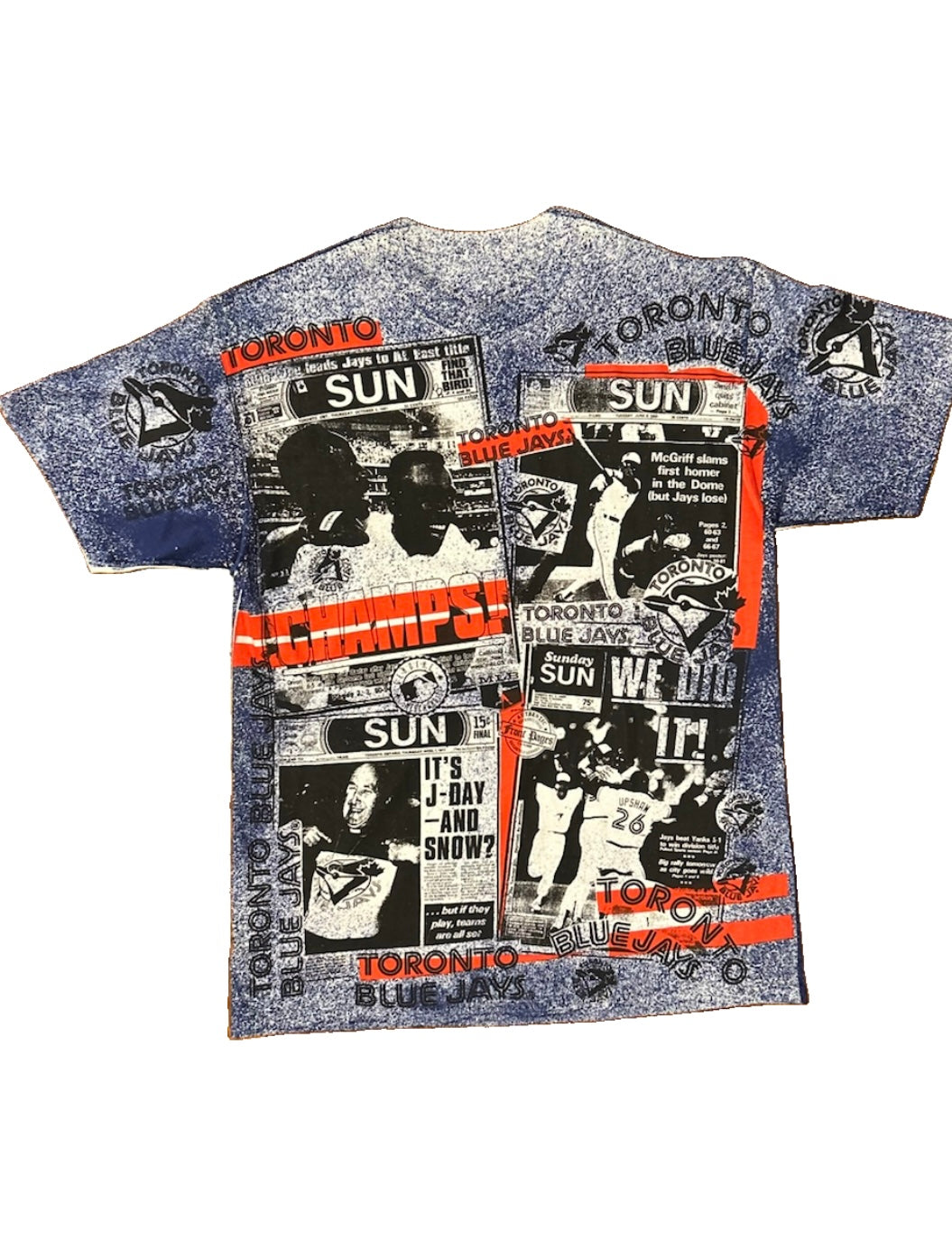 1992 Toronto Blue Jays Front Pages Newspaper Tee XL Deadstock USA Vintage MLB