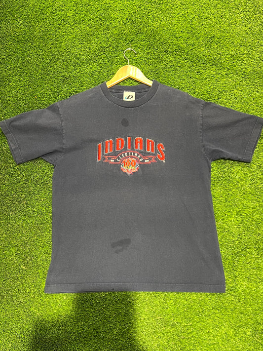 2001 Dynasty Cleveland Indians 100 Year Anniversary Tee Size L