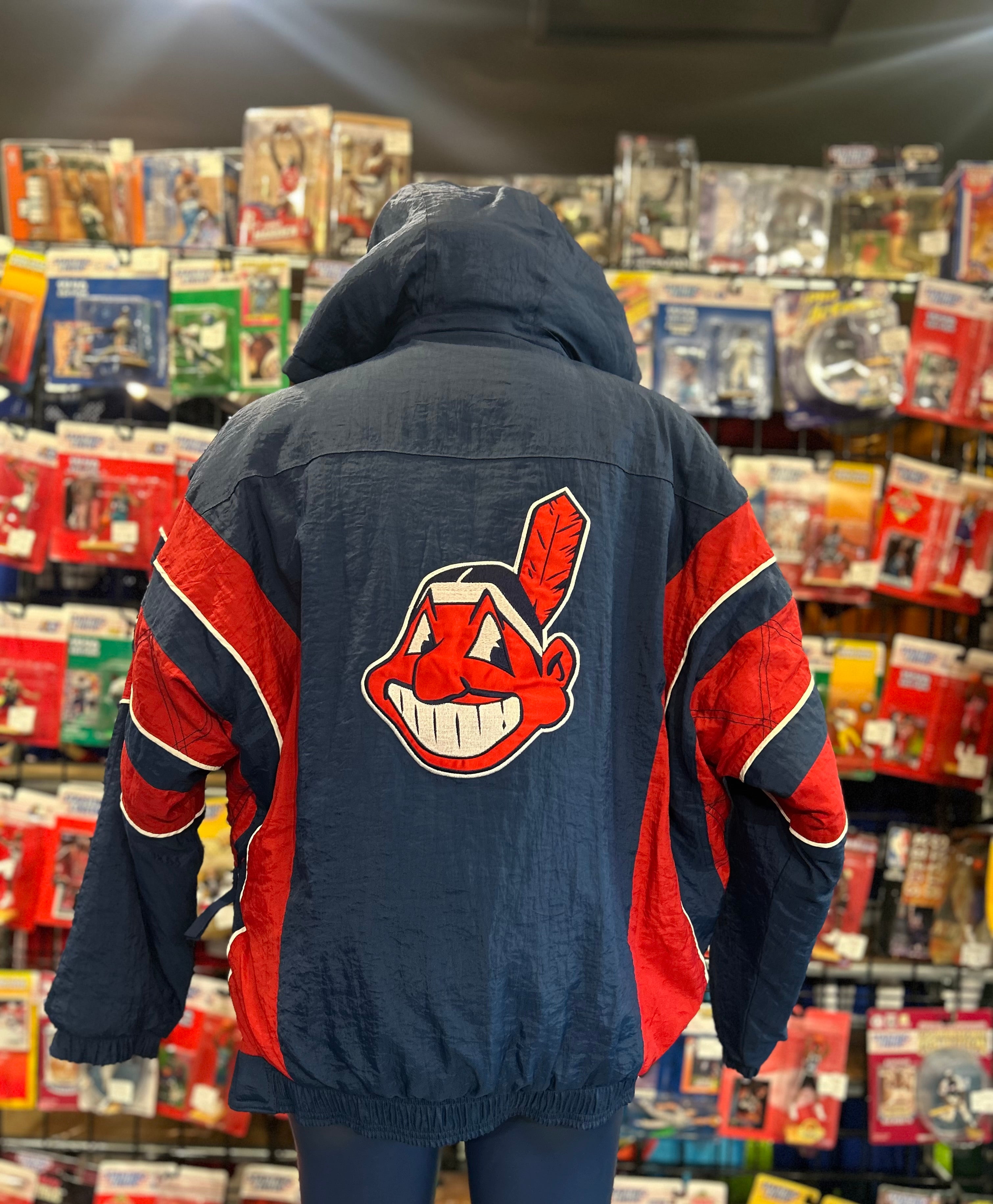 Vintage Starter Cleveland Indians MLB Pullover Coat Size XL