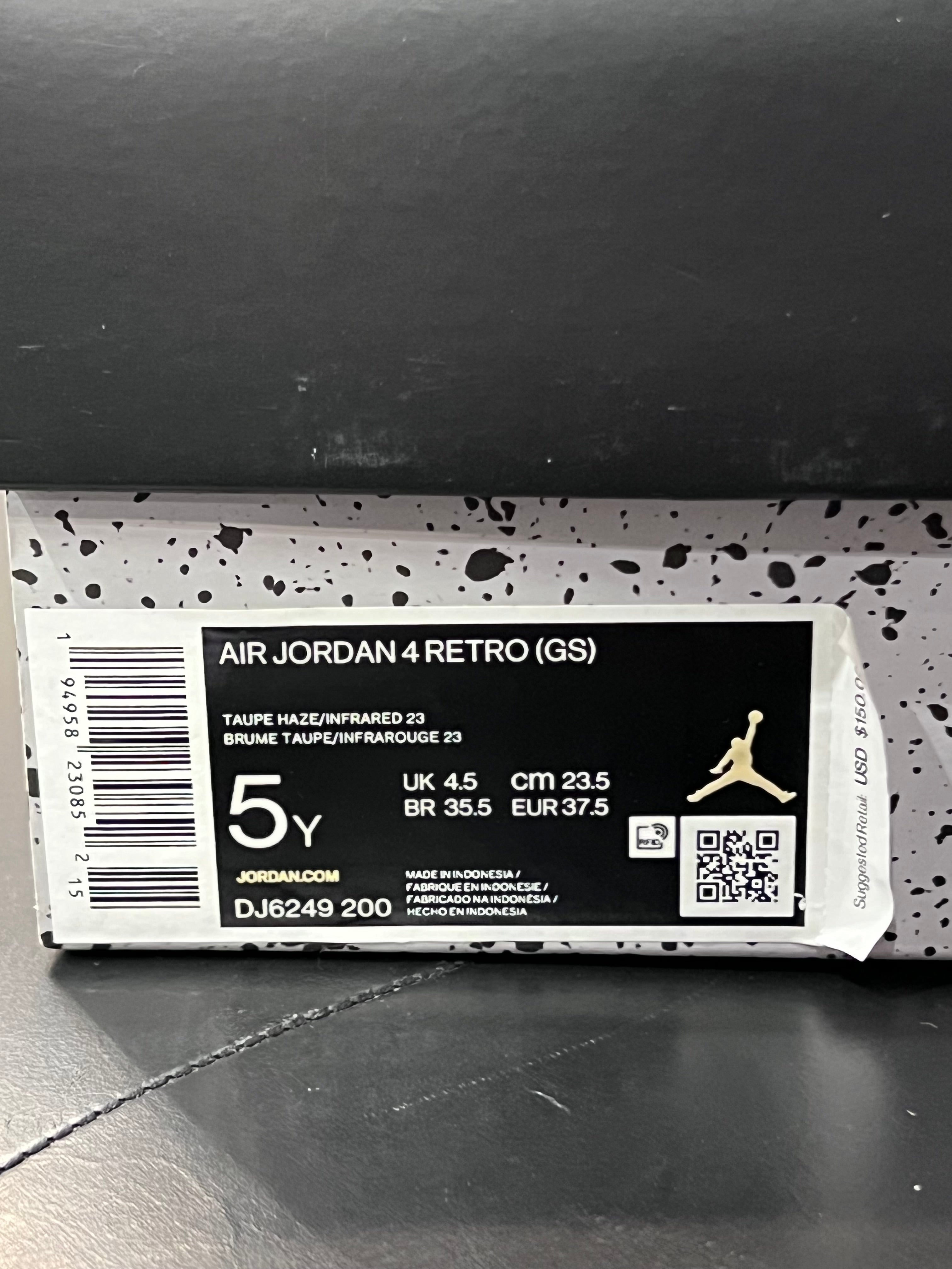 Gradeschool Air Jordan 4 Taupe Haze Size 5y