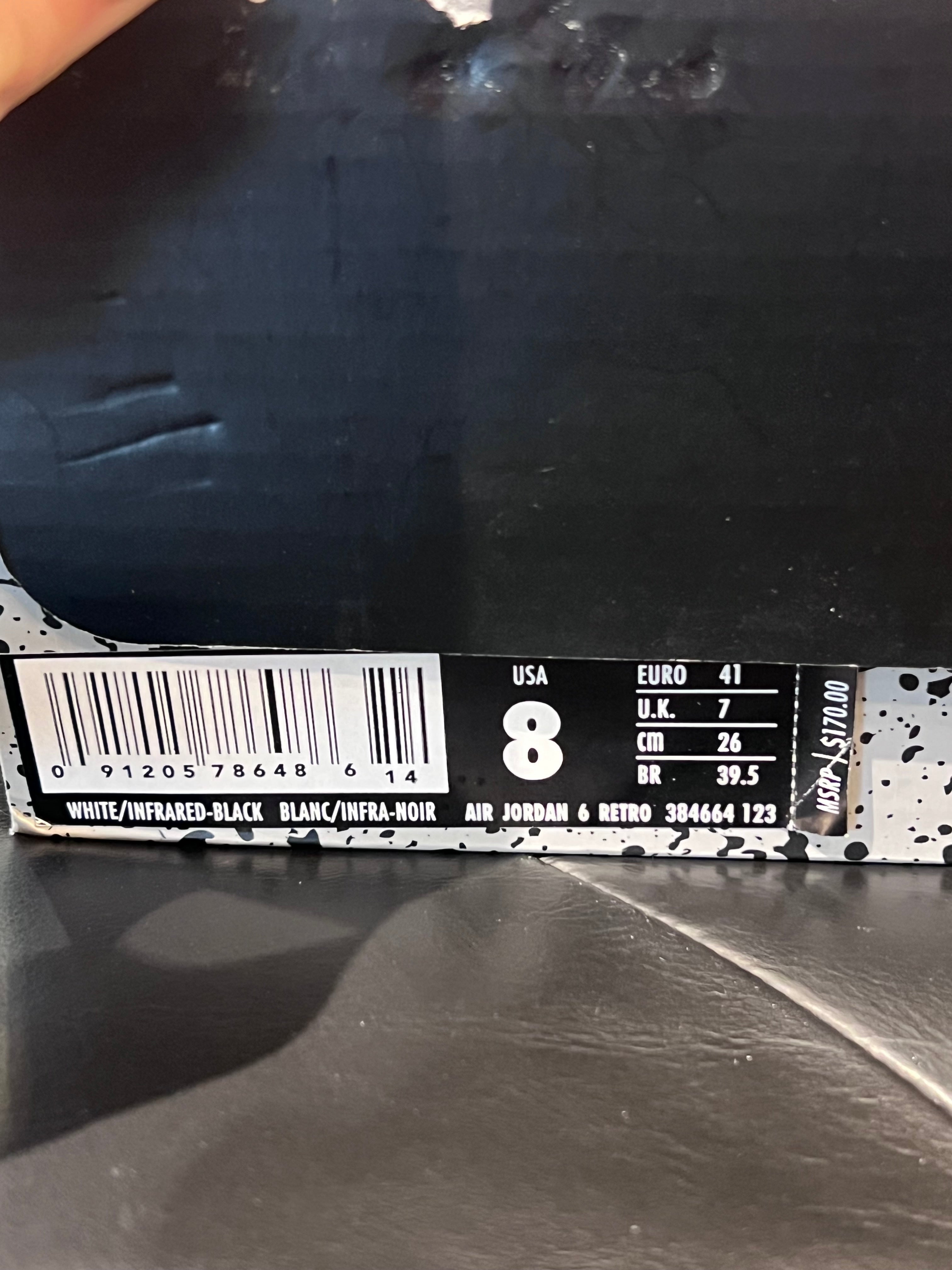 Men’s Air Jordan 6 Infrared Size 8