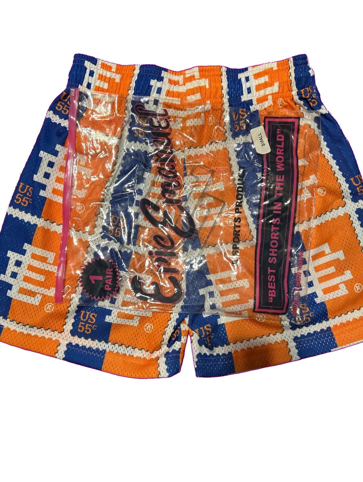 Eric Emanuel Shorts EE Basic Stamp Orange Blue Size S Small Brand New Package