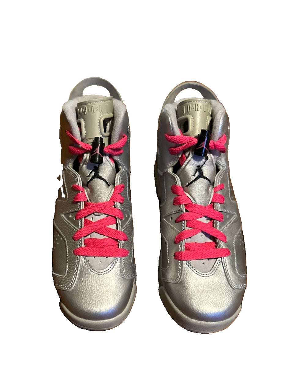 Air Jordan 6 Retro Valentine's Day GS Metallic Silver Vivid Pink 543390-009 5Y New No Box