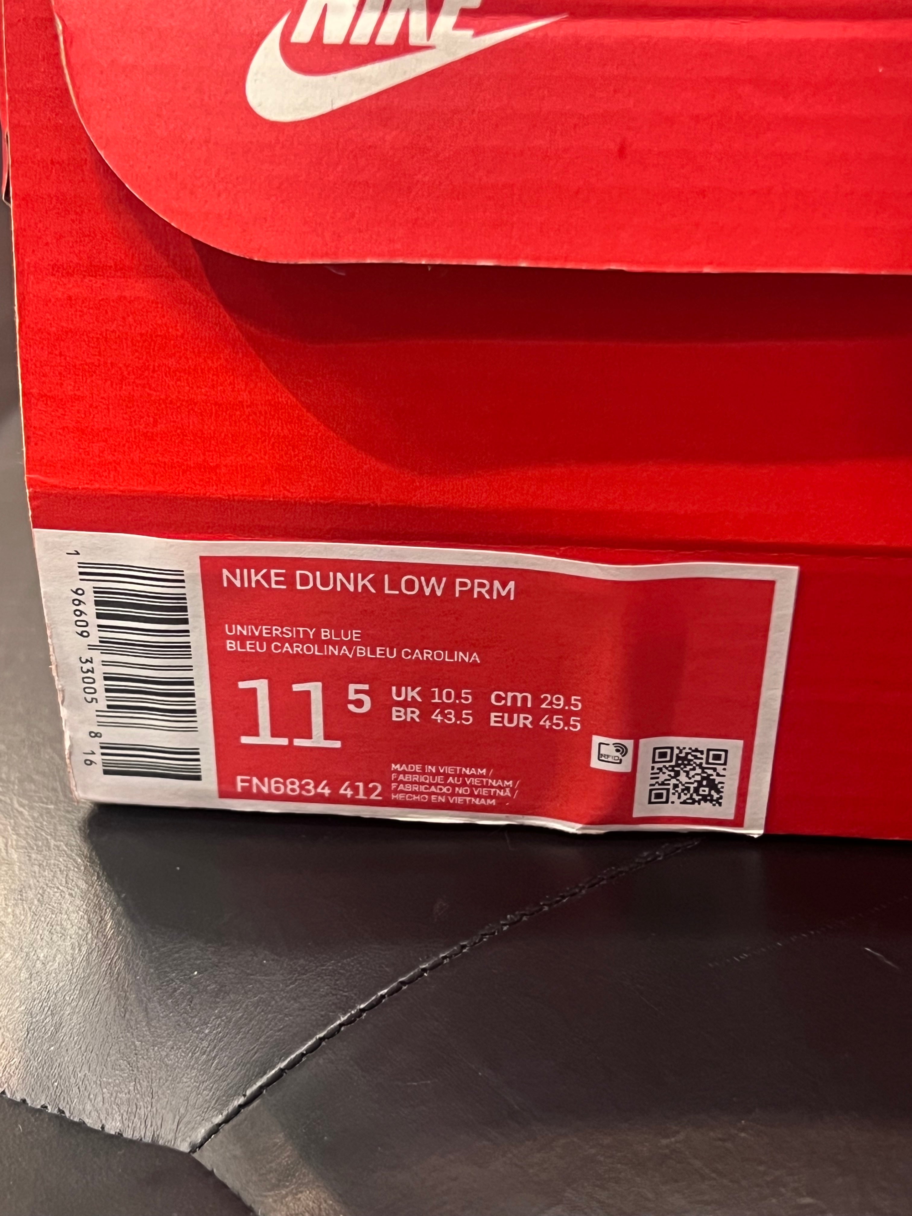 Men’s Nike Dunk Low PRM University Blue Size 11.5 Shoes