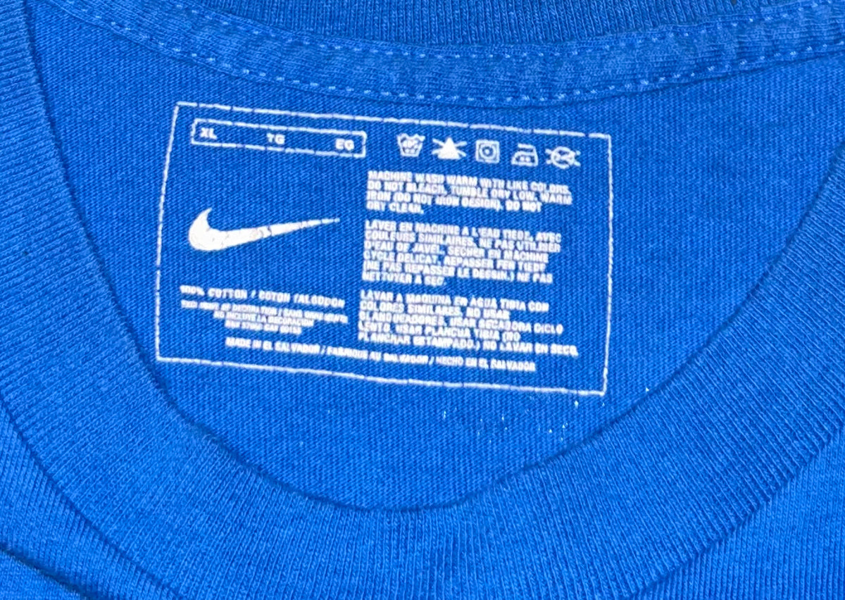 Nike Swim T-Shirt Mens XL Blue Short Sleeve Center Swoosh Logo Graphic Back Hit 100% Cotton