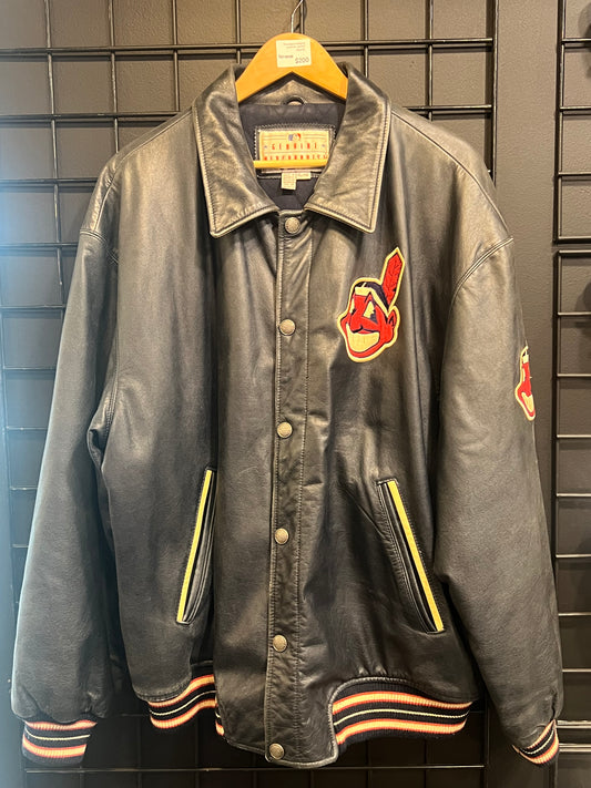 Men’s Cleveland Indians Leather Jacket Size XL