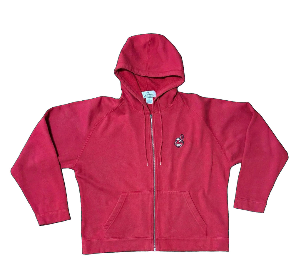 Cleveland Indians Chief Wahoo Hoodie Womens XL Antigua Full Zip Red