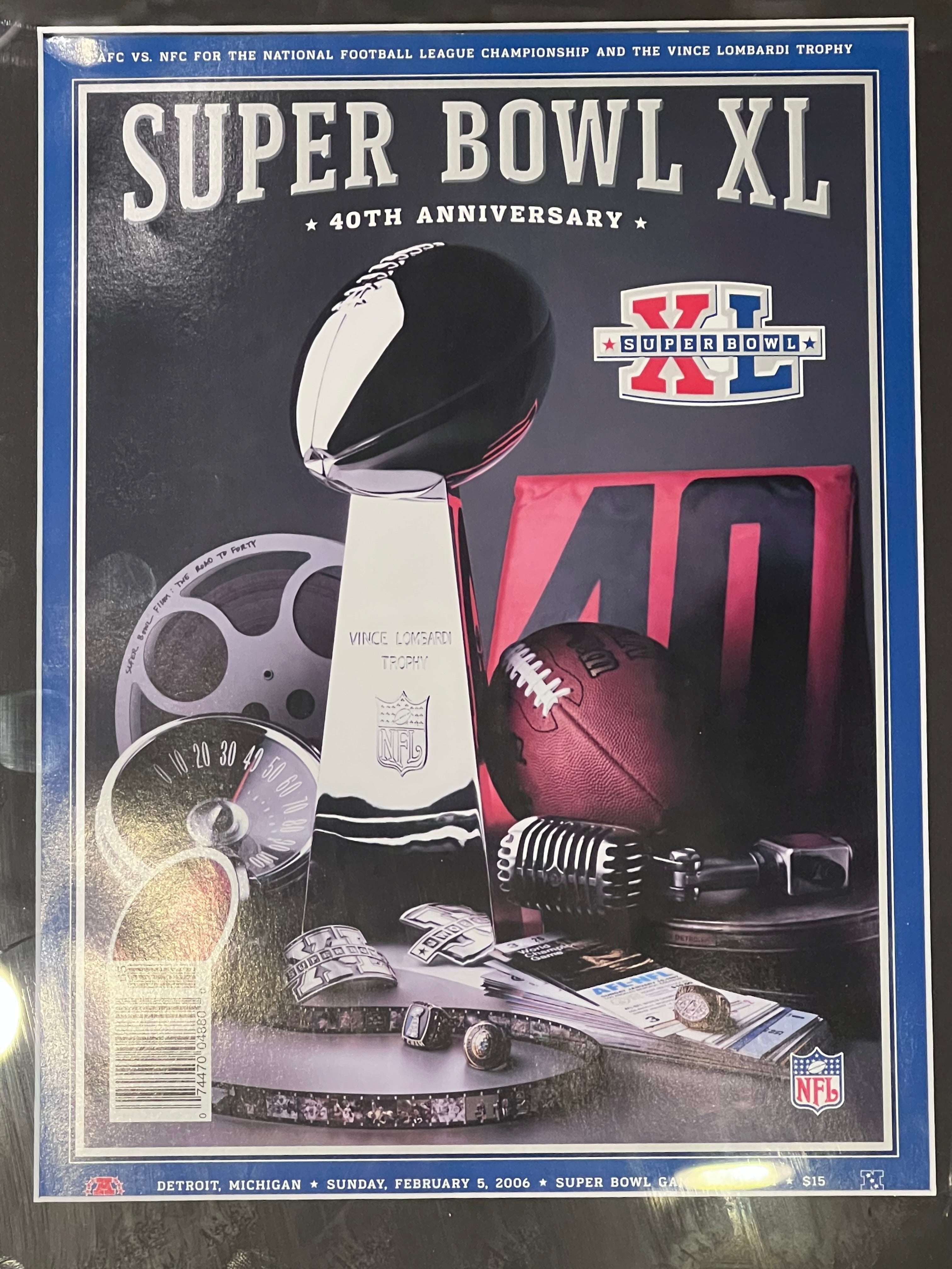 NFL Super Bowl 40 XL Authentic Framed Program Magazine