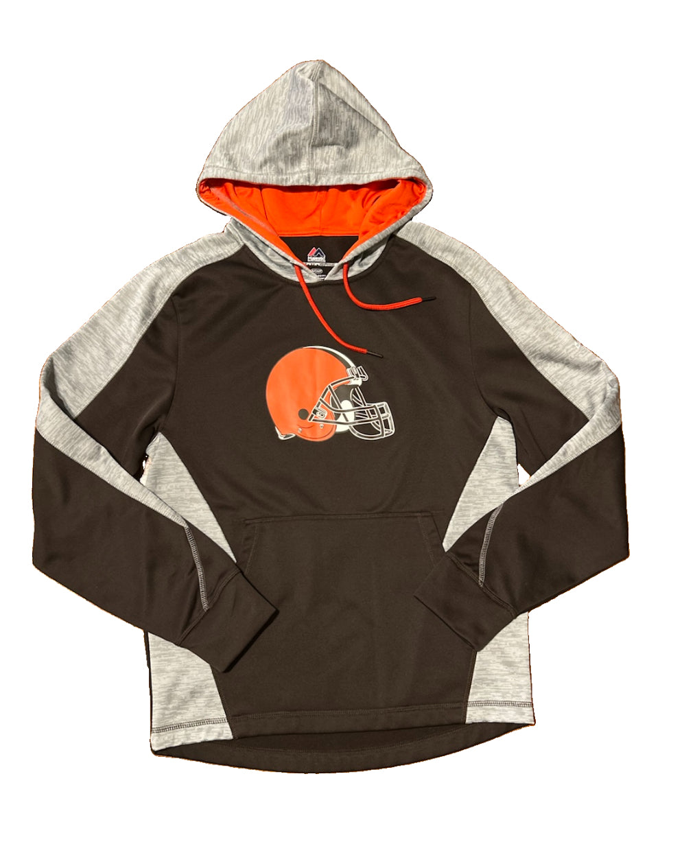 Cleveland Browns Hoodie Mens Small Majestic Therma Base Helmet Logo Brown NWOT