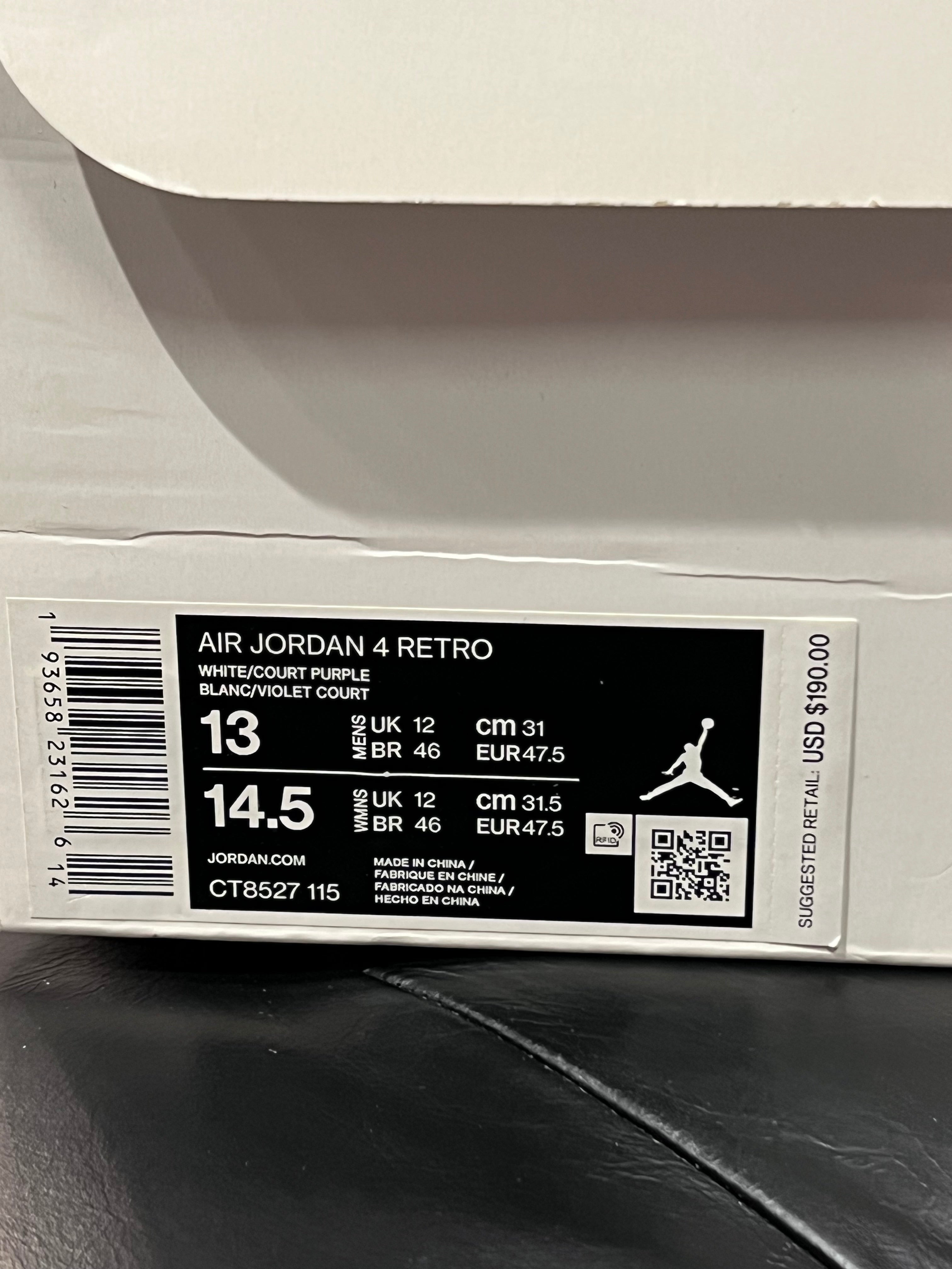 Air Jordan 4 Metallic Purple Men’s Shoes Size 13