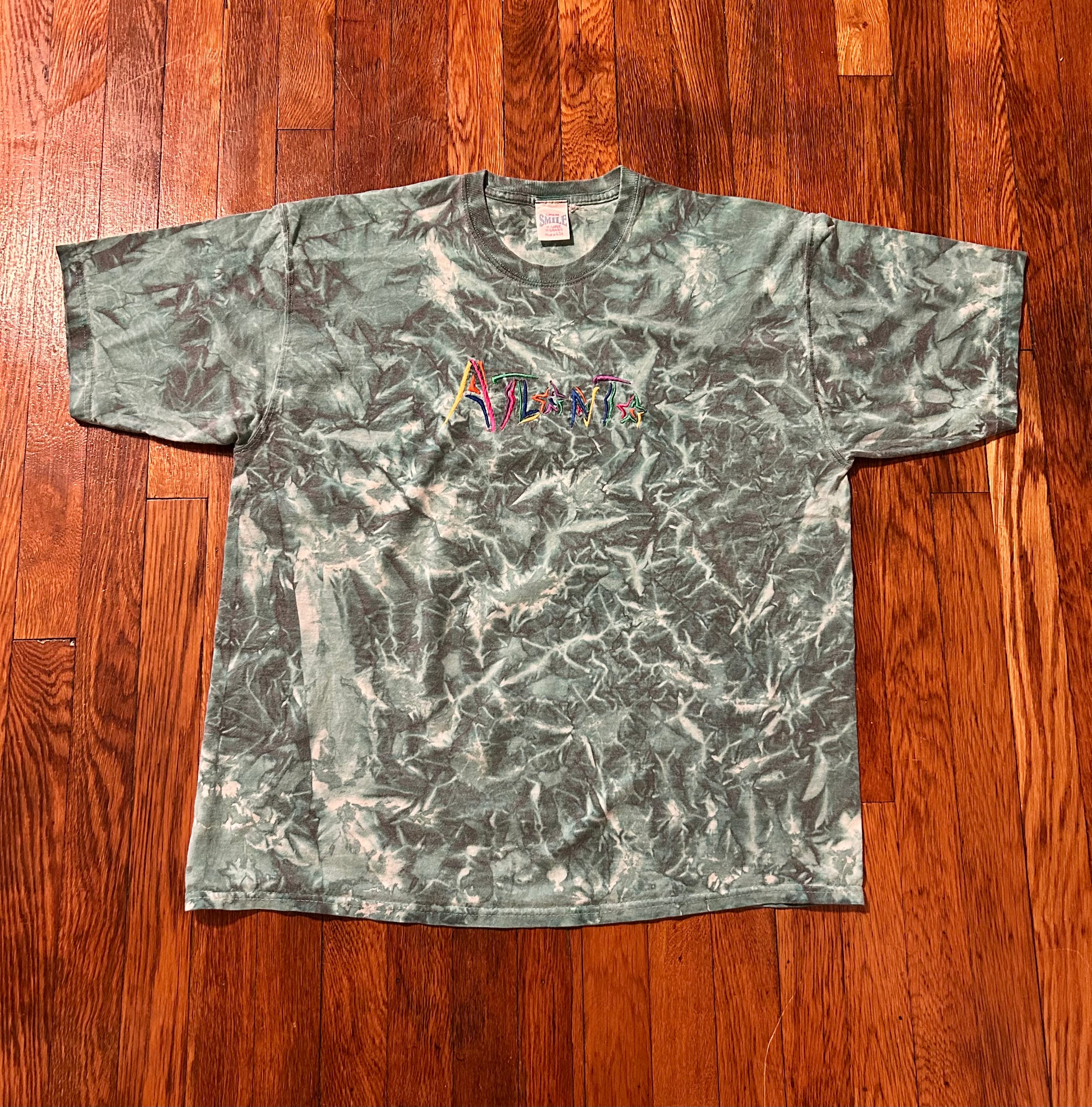 Atlanta Tye Dye Souvenir Embroidered 1990s Vintage Carolina Smile T Shirt Size XL