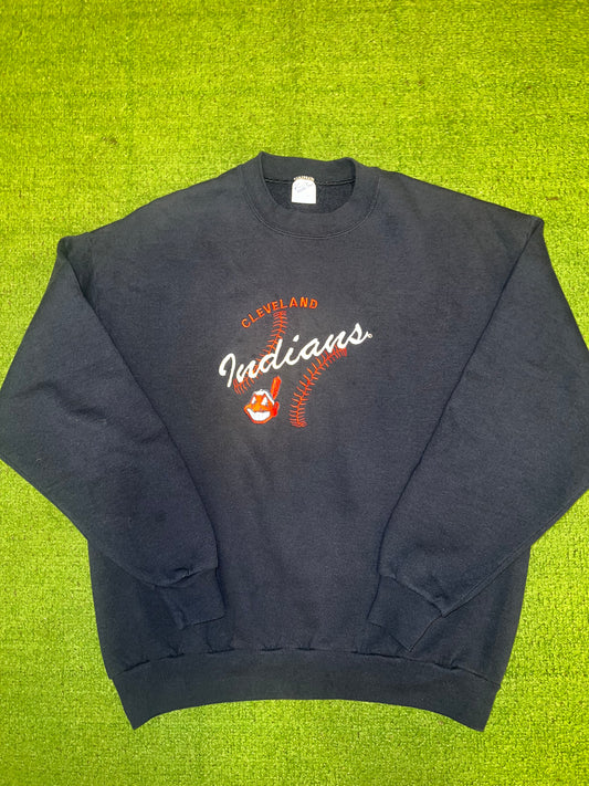 Men’s Indians Crewneck Sweatshirt Navy Size XL