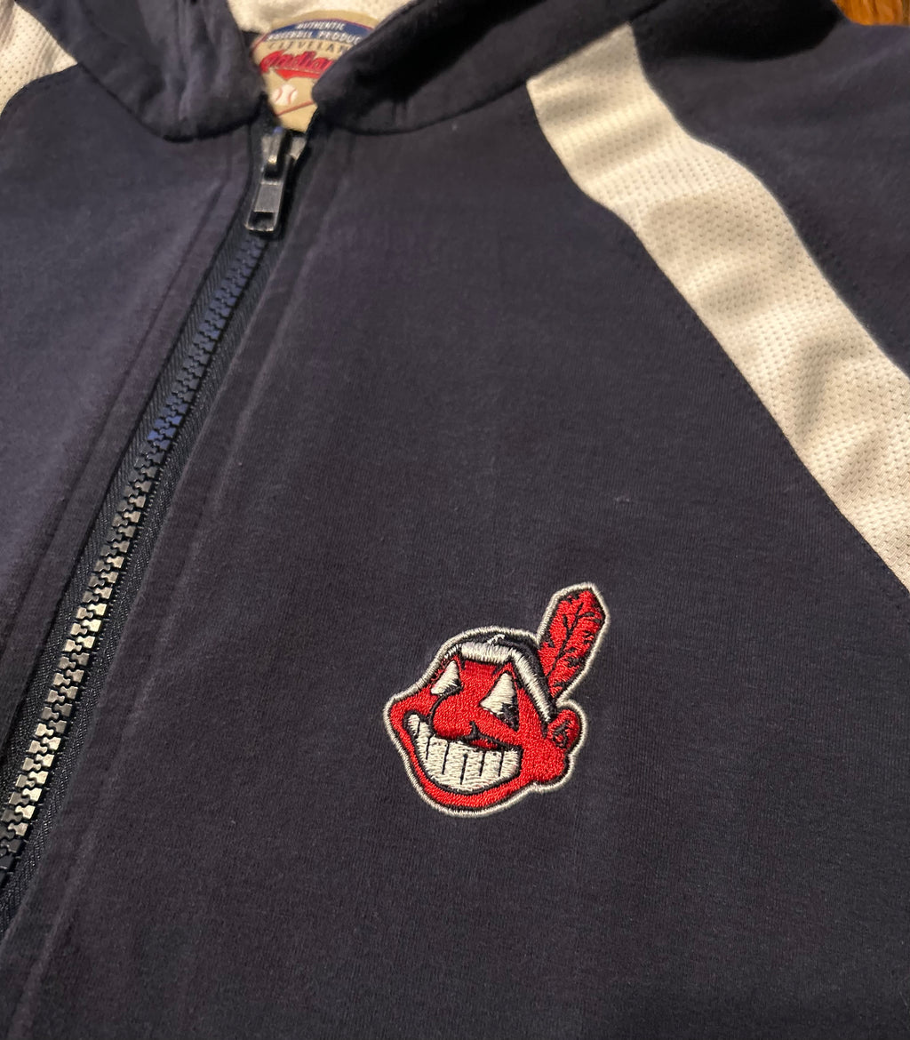 Cleveland Indians Hoodie Womens M Chief Wahoo Navy White Zip Concepts