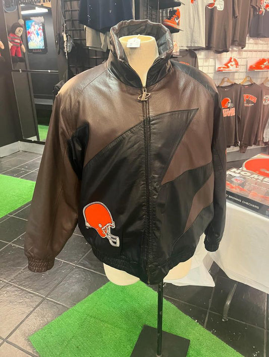 Vintage Cleveland Browns Shark Bite Leather Coat size XL