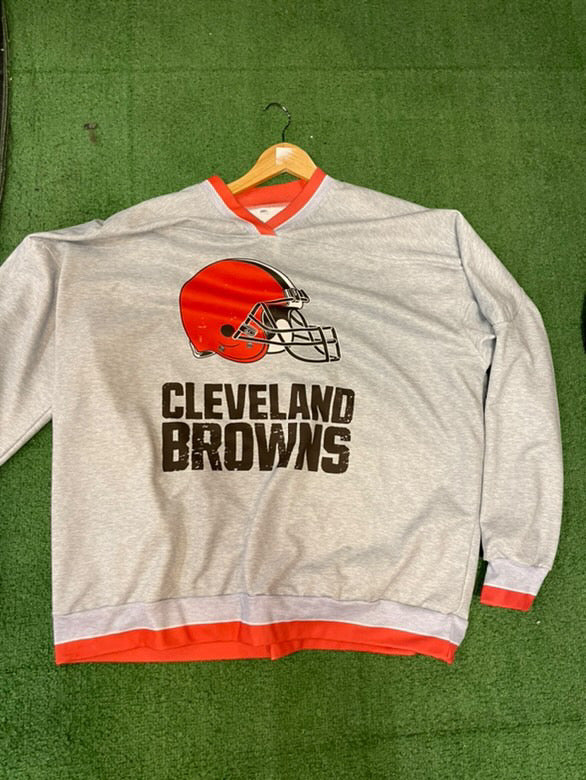 Vintage Cleveland Browns V Neck Sweatshirt Size 4XL