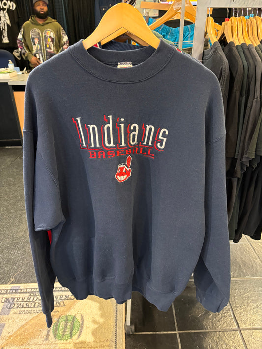 Vintage Cleveland Indians Blue Crew XL