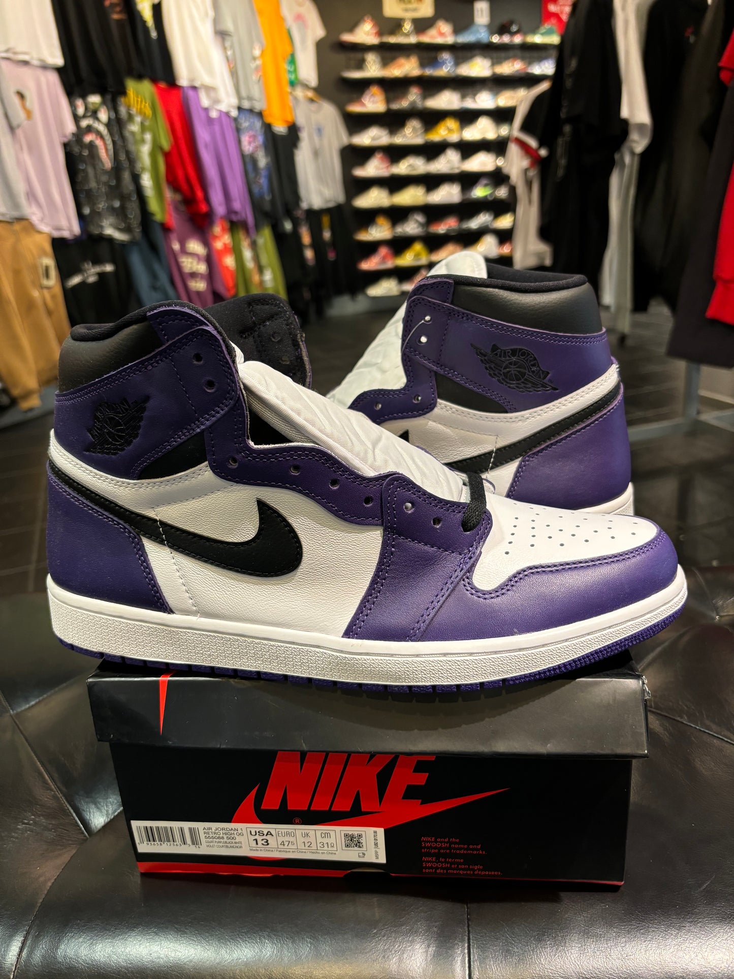 Jordan 1 Court Purple White Size 13 Men’s Shoes $240