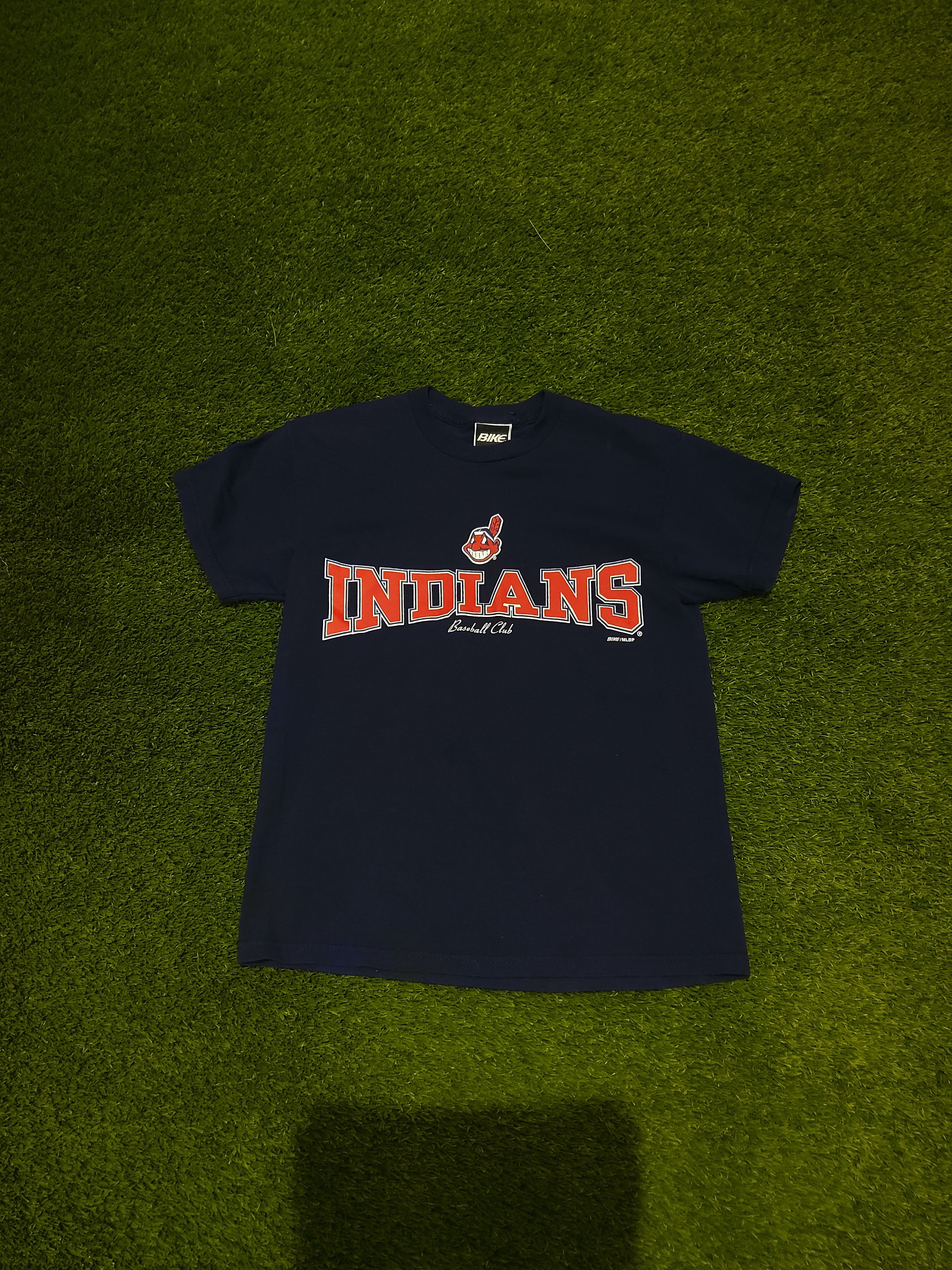 Vintage Bike Cleveland Indians Spellout Kids Tee Size Large