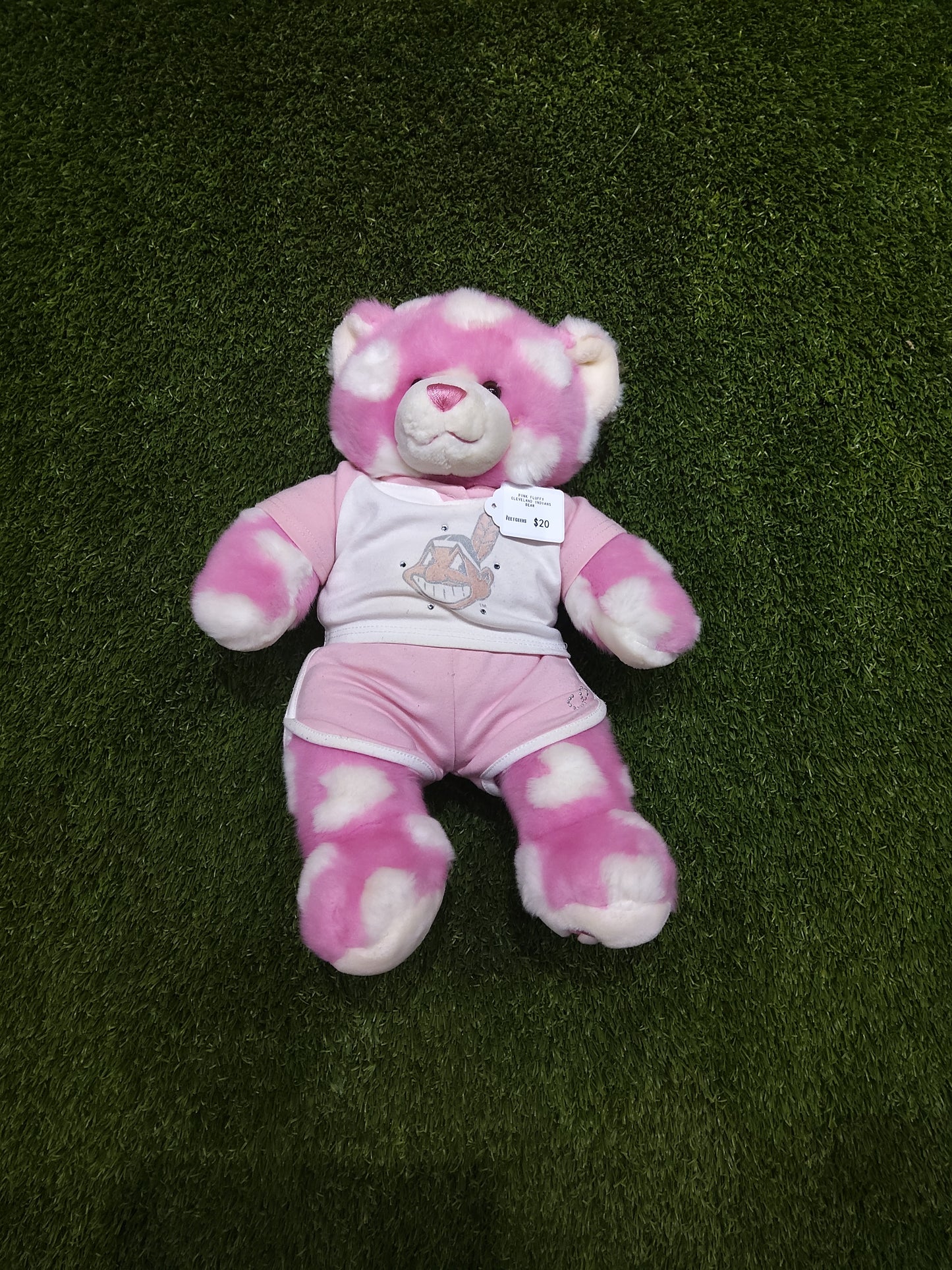 Cleveland Indians Pink Fluffy Bear