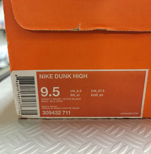 2009 Nike Dunk High Varsity Maize size 9.5 lightly used with og box