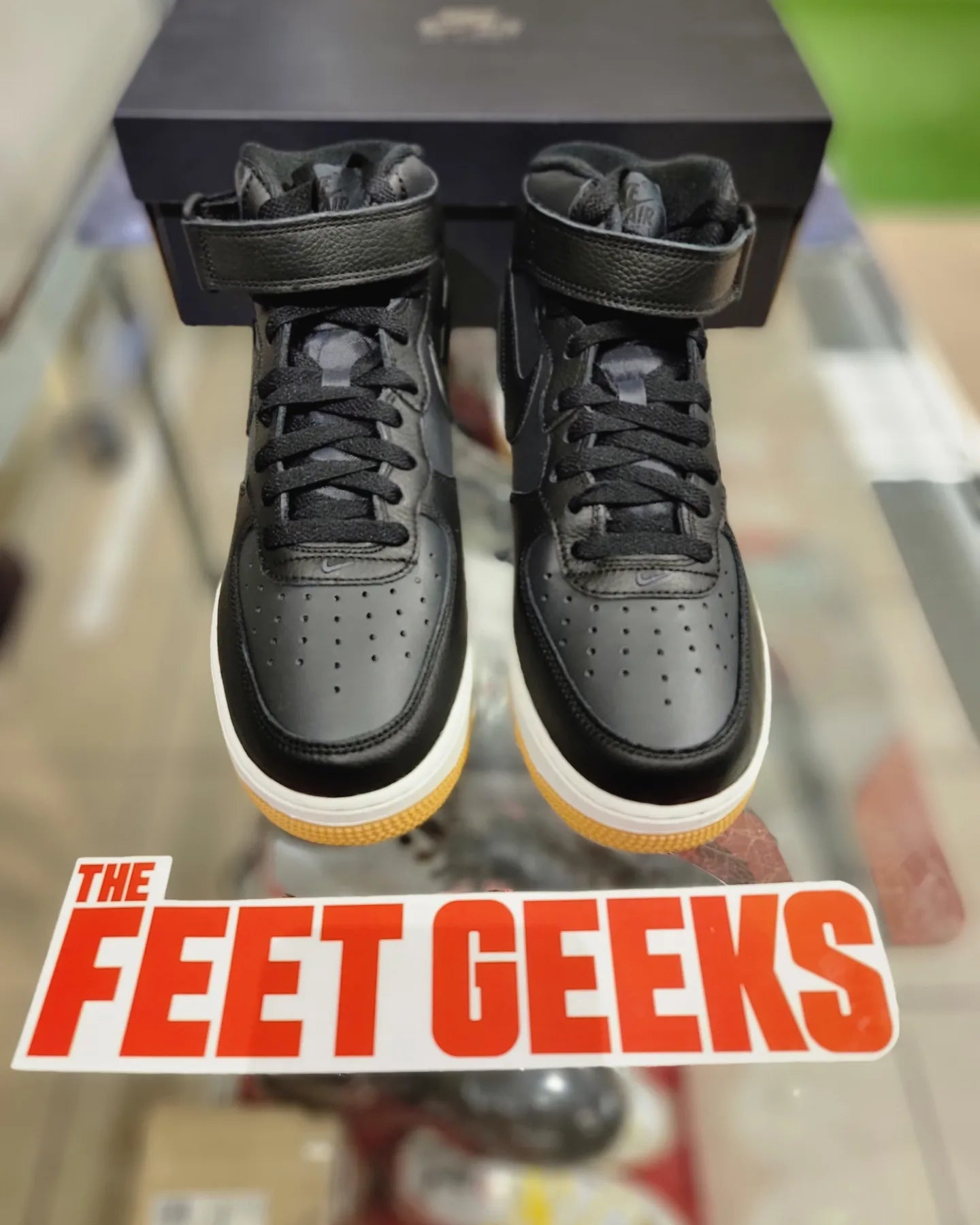 Nike Air Force 1 Mid Black Gum Mens Shoes