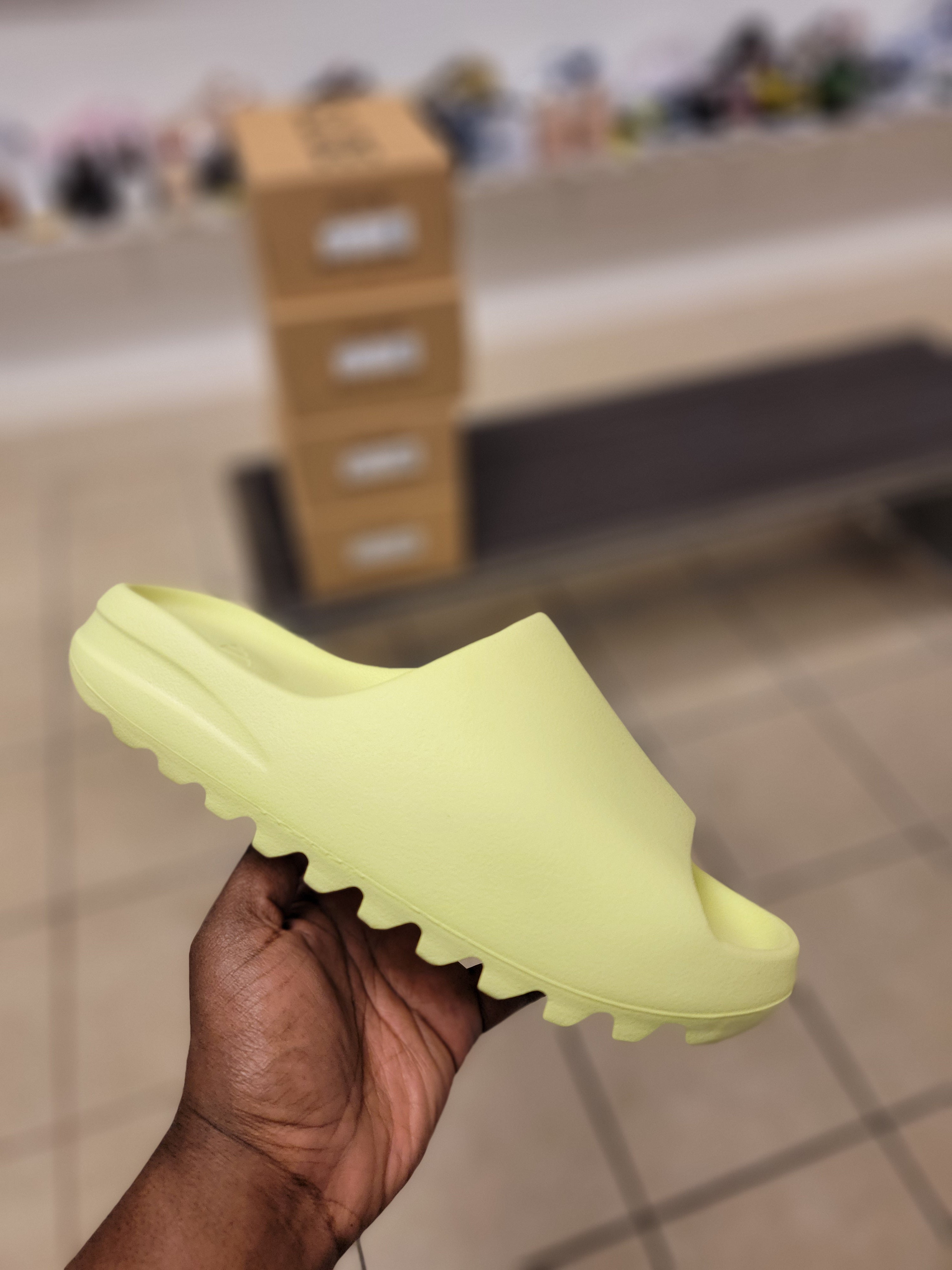 Adidas Yeezy slide green glow multiple size shoe