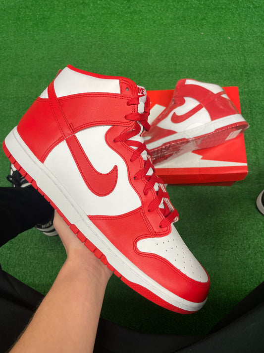 Mens Nike dunk high championship red shoe new with box