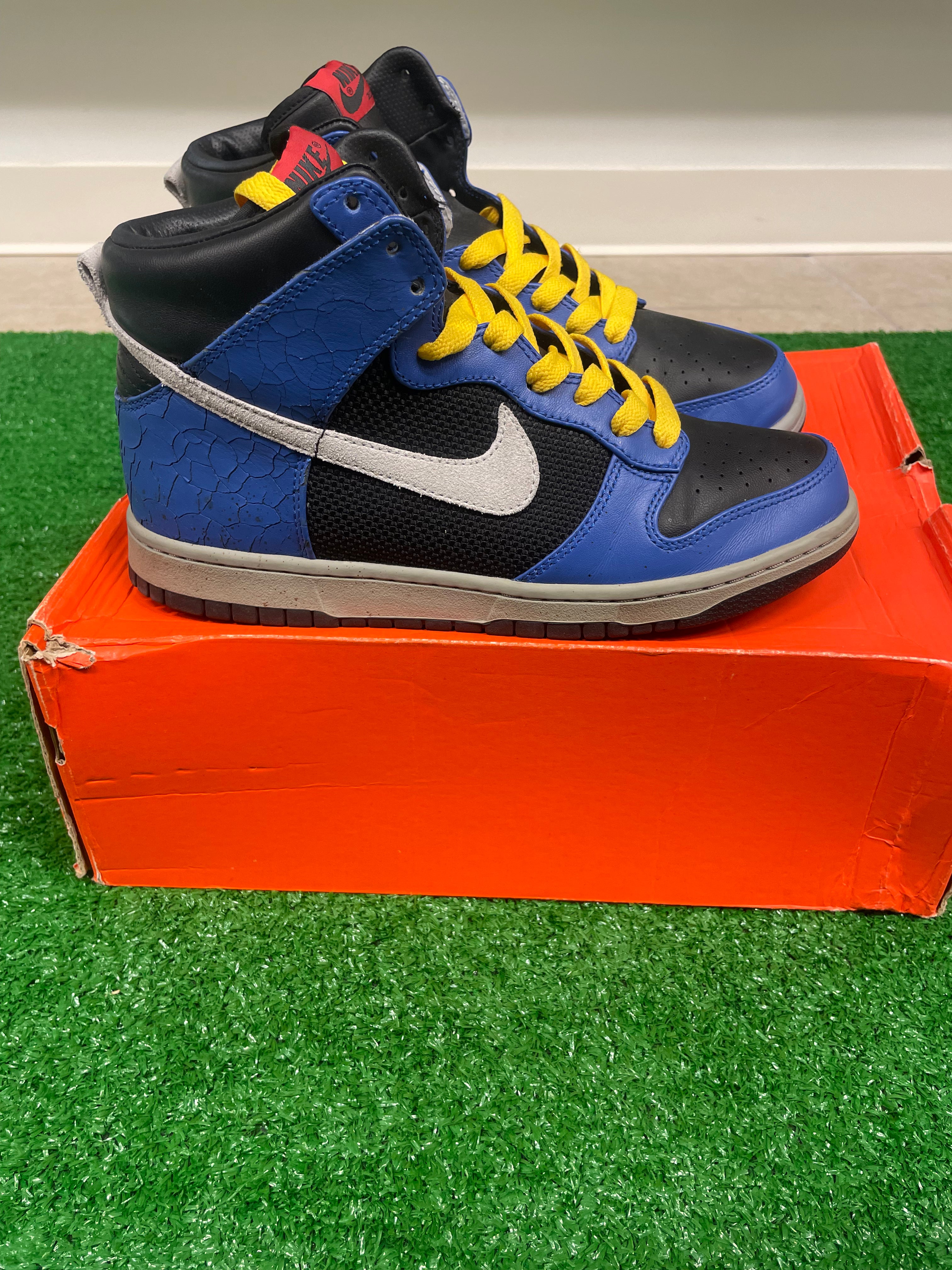 Pre Owned Nike Dunk High Cracked Leather Men Shoes with og box